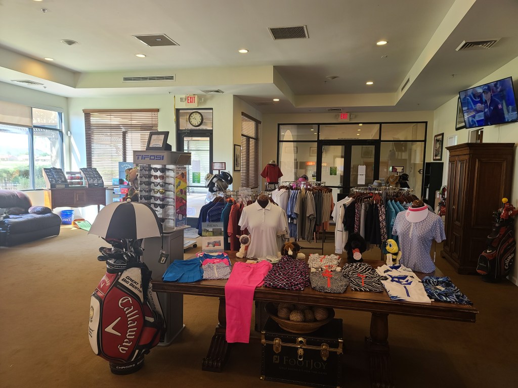merchandise at the golf shop