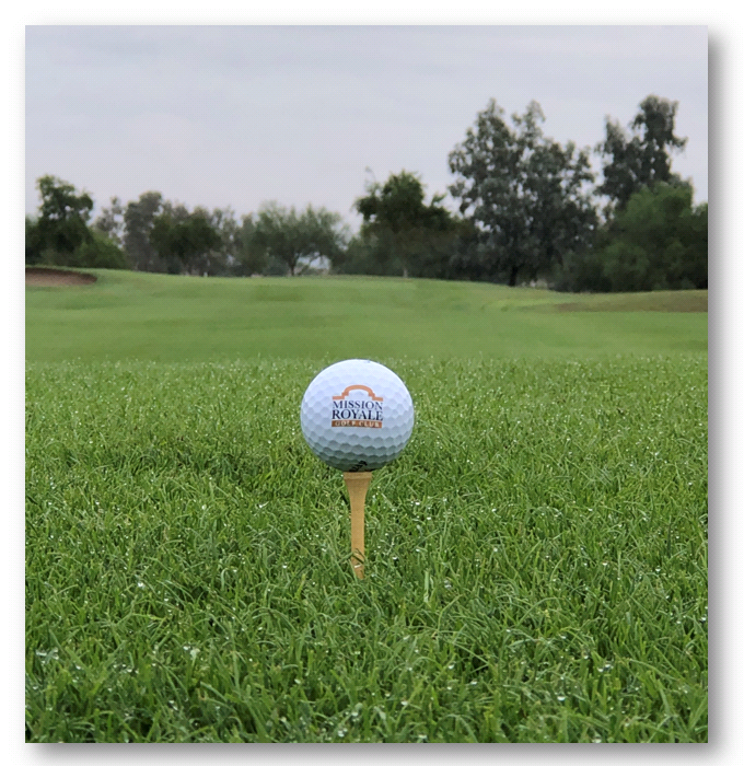 golf ball with course logo